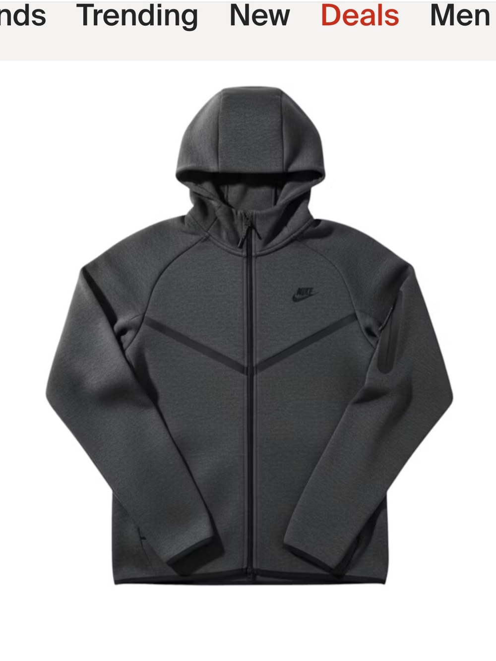 Nike Tech Men's Charcoal Gray Full‑Zip Hooded Jacket